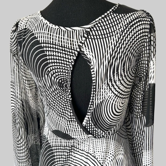 Nicole Benisti Polka Dots Sheer Sleeve Cutout Back Stretch Dress - Picture 4 of 16